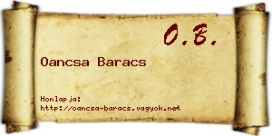 Oancsa Baracs névjegykártya